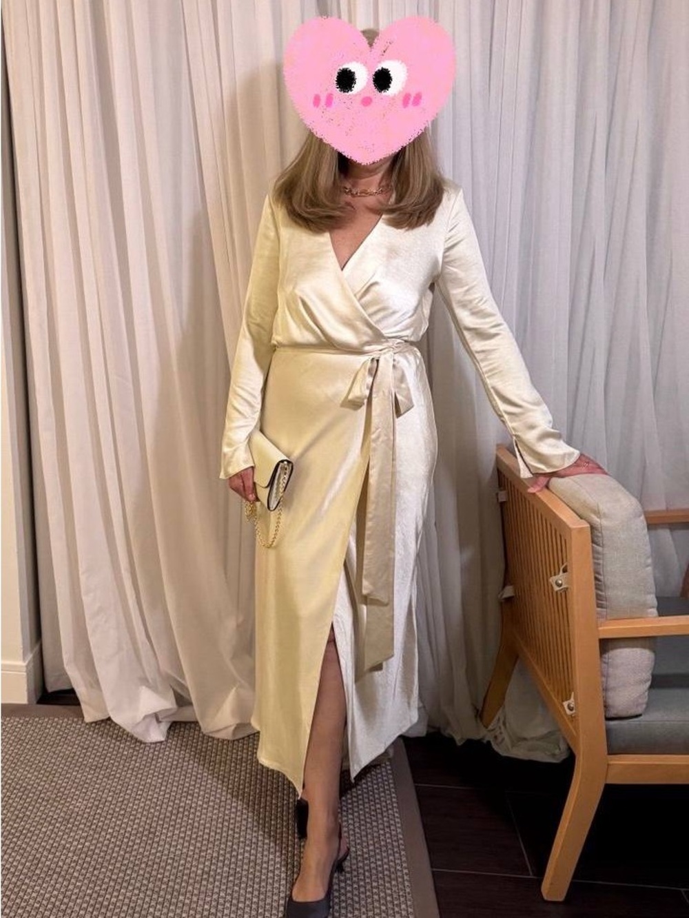 ASOS Cream Satin Wrap Maxi Dress